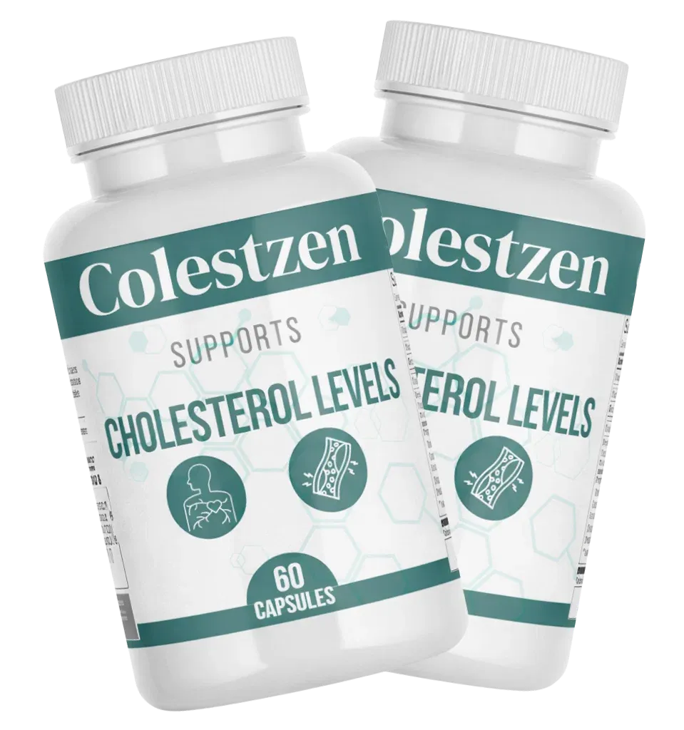 Two bottles of ColestZen dietary supplement, 60 capsules each
